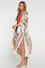 Load image into Gallery viewer, PAISLEY PRINTED SLIT SIDE CAFTAN WITH FRINGE TRIM