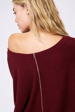 Load image into Gallery viewer, ZIPPER BACK DOLMAN SLEEVE SWEATER
