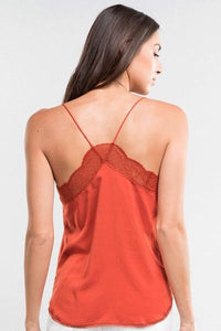 RUST CAMI WITH LACE TRIM