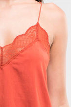 Load image into Gallery viewer, RUST CAMI WITH LACE TRIM