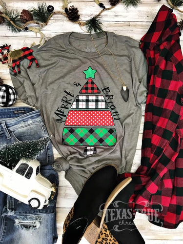 MERRY & BRIGHT PATTERNED TREE TEE