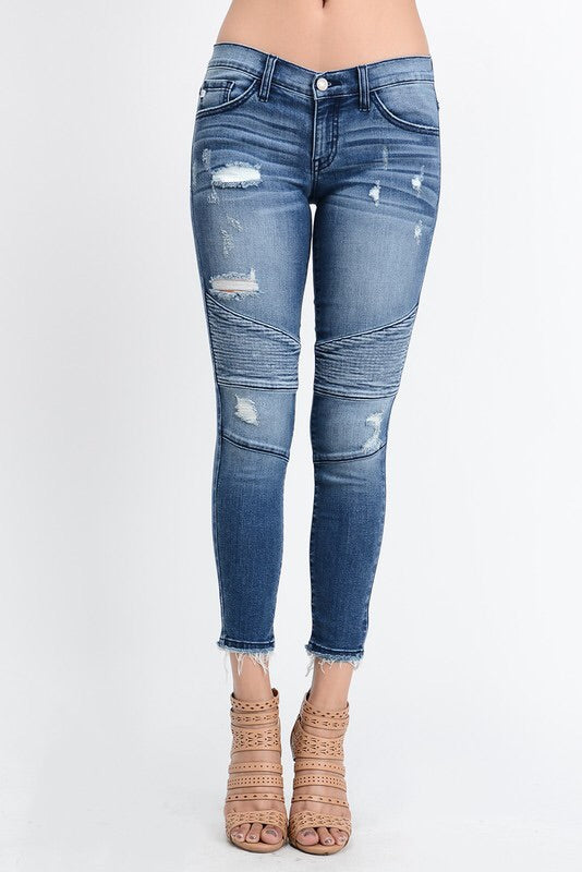 LOW RISE MOTO SKINNY ANKLE JEANS