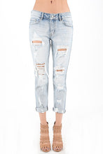 Load image into Gallery viewer, LOW RISE DISTRESSED GIRLFRIEND JEANS