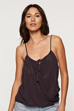 Load image into Gallery viewer, CHARCOAL CROSS FRONT TASSEL TIE TANK
