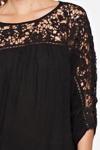 Load image into Gallery viewer, RUCHED SLEEVE LACE YOKE TOP