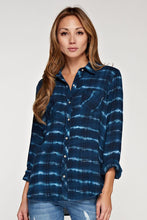 Load image into Gallery viewer, BLUE PLAID TIE DYE BUTTON DOWN SHIRT