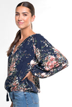 Load image into Gallery viewer, LONG SLEEVE FLORAL PEASANT TOP