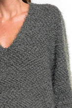 Load image into Gallery viewer, FUZZY POPCORN V-NECK SWEATER