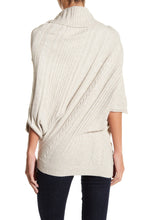 Load image into Gallery viewer, ASYMMETRICAL MIXED RIB &amp; CABLE FUNNEL NECK PONCHO SWEATER