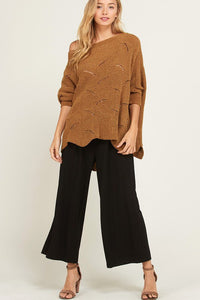 GOLDENROD CHENILLE SWEATER WITH SCALLOPED HEM